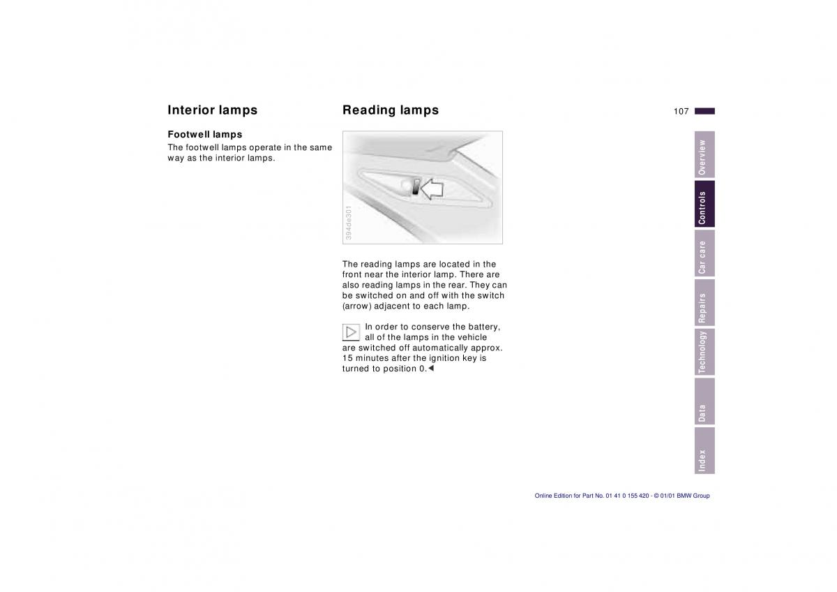 BMW 5 E39 owners manual / page 107