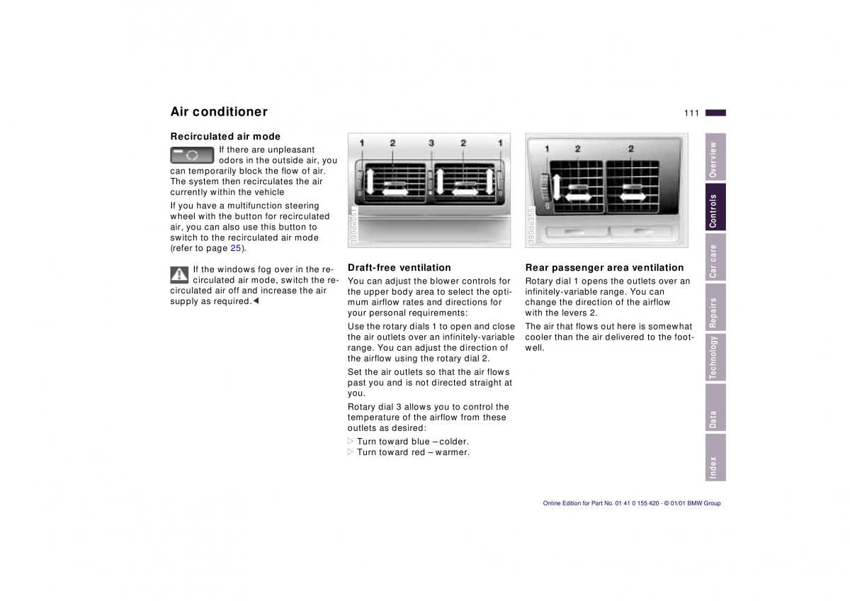 BMW 5 E39 owners manual / page 111