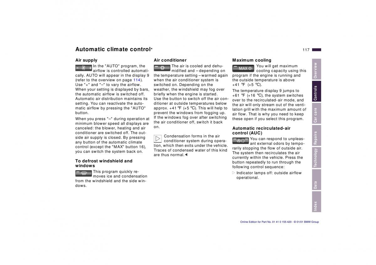 BMW 5 E39 owners manual / page 117