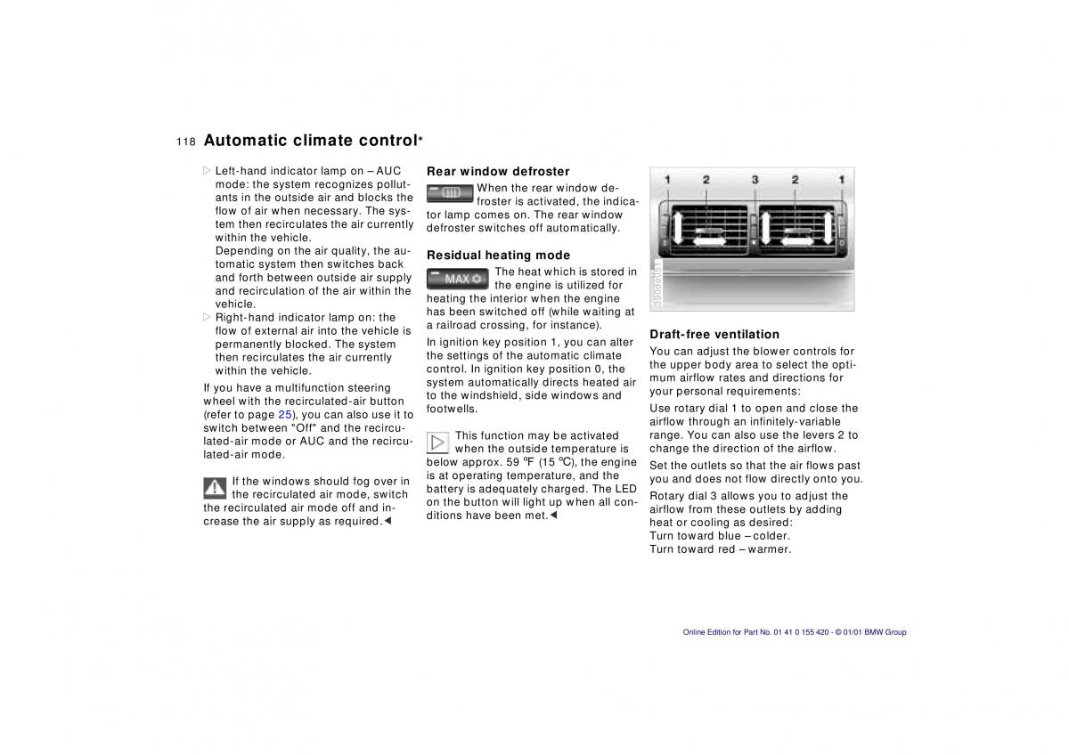 BMW 5 E39 owners manual / page 118