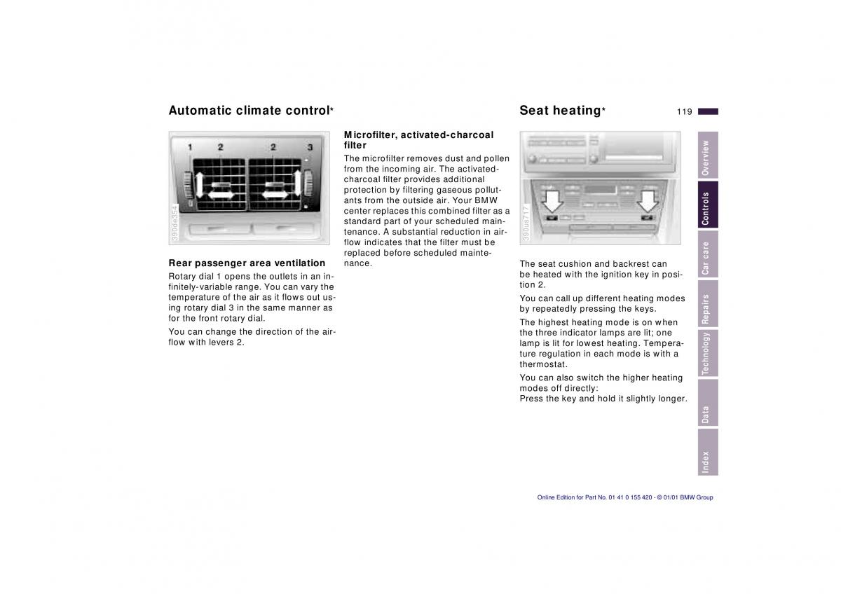 BMW 5 E39 owners manual / page 119