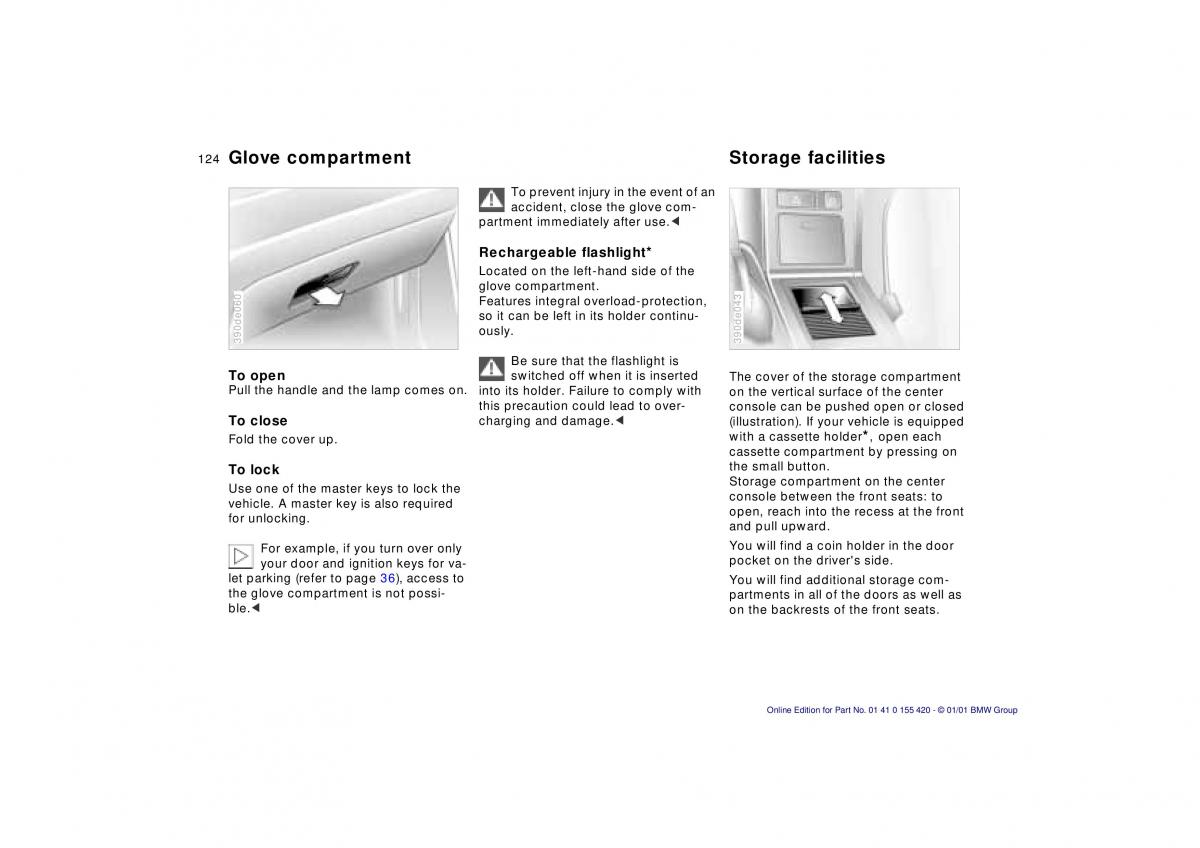 BMW 5 E39 owners manual / page 124