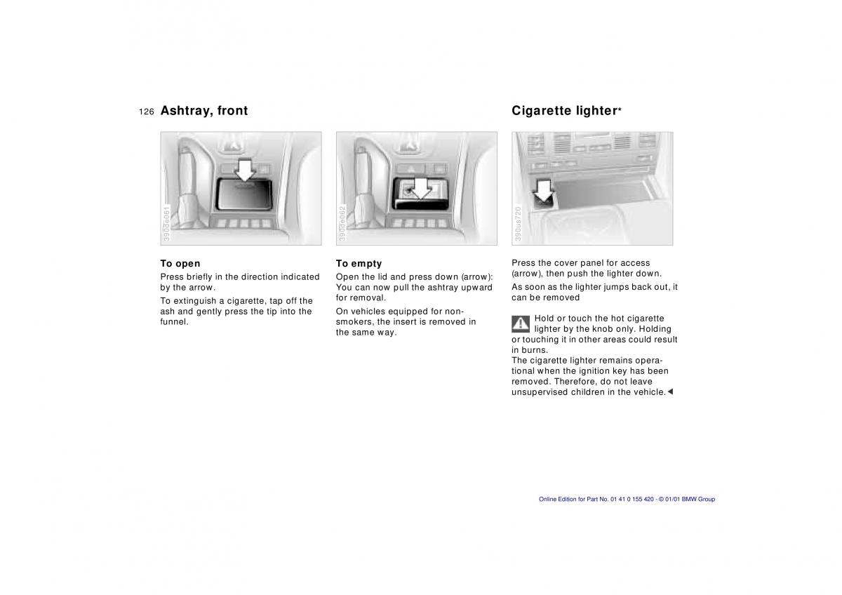 BMW 5 E39 owners manual / page 126