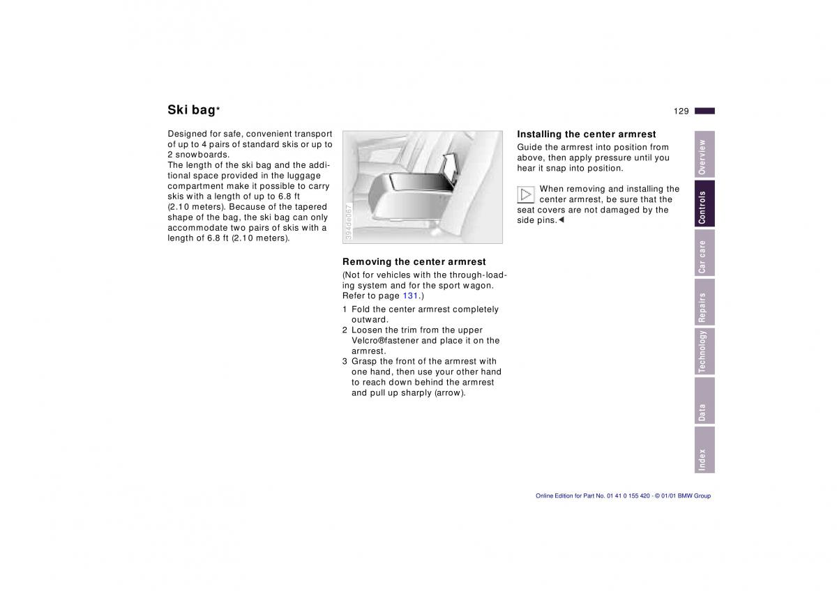 BMW 5 E39 owners manual / page 129