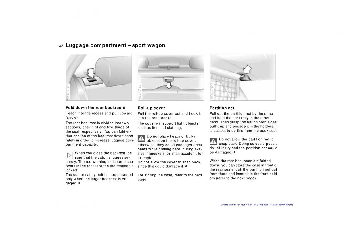 BMW 5 E39 owners manual / page 132