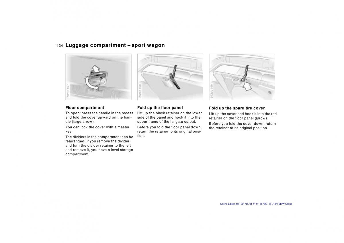 BMW 5 E39 owners manual / page 134