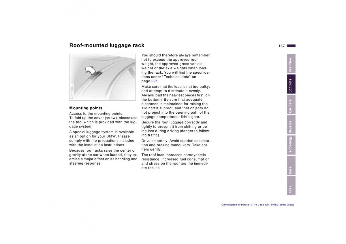 BMW 5 E39 owners manual / page 137