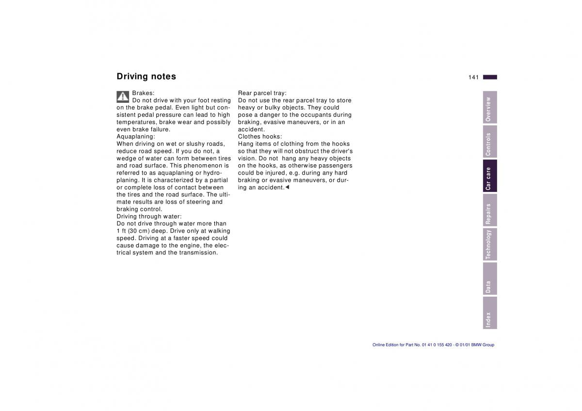 BMW 5 E39 owners manual / page 141