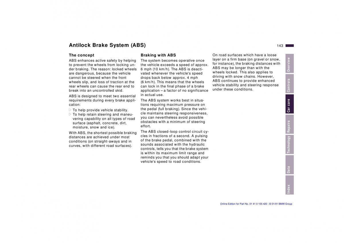 BMW 5 E39 owners manual / page 143