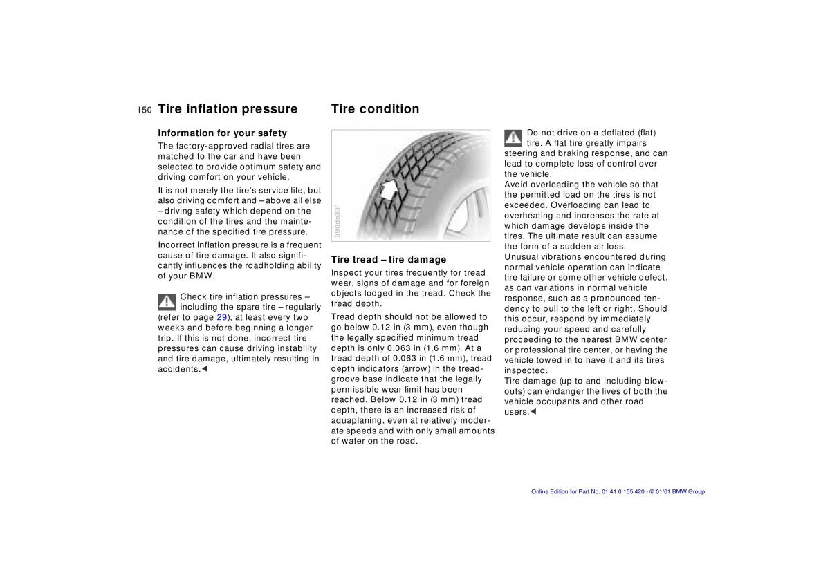 BMW 5 E39 owners manual / page 150