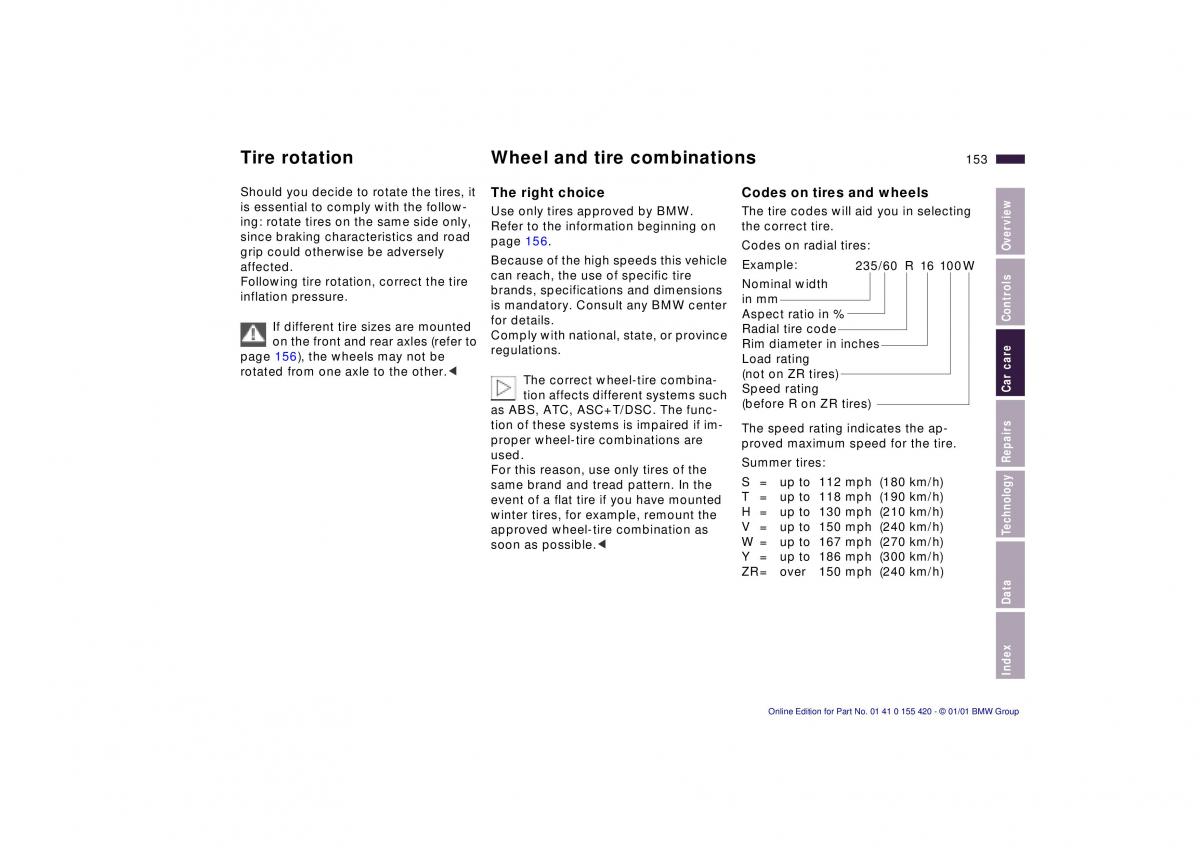 BMW 5 E39 owners manual / page 153