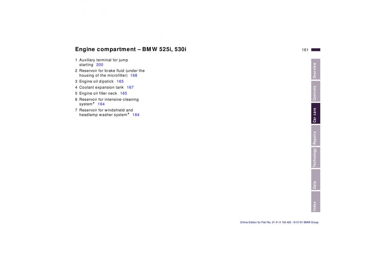 BMW 5 E39 owners manual / page 161