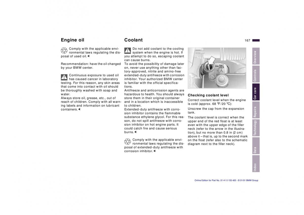 BMW 5 E39 owners manual / page 167