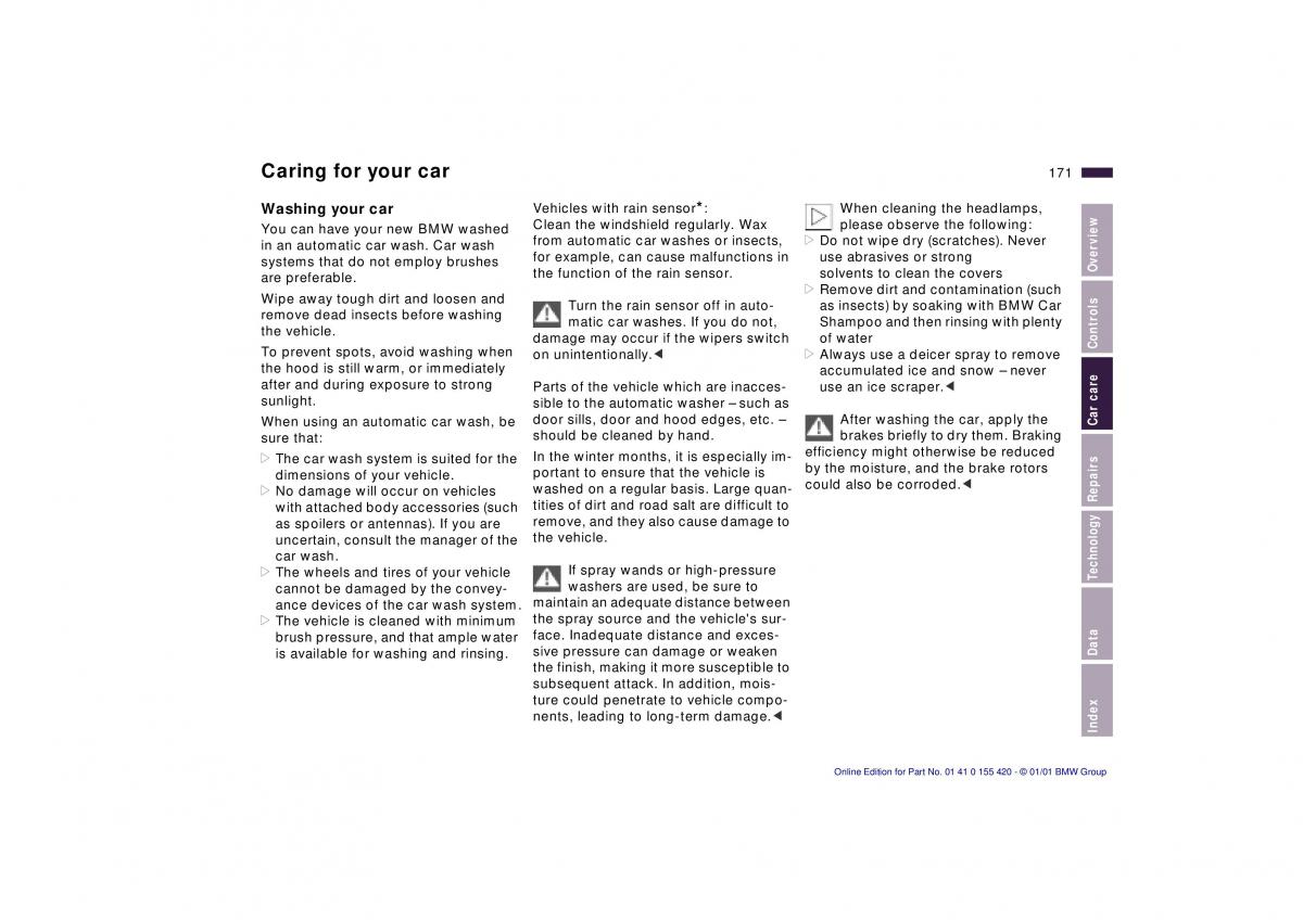 BMW 5 E39 owners manual / page 171