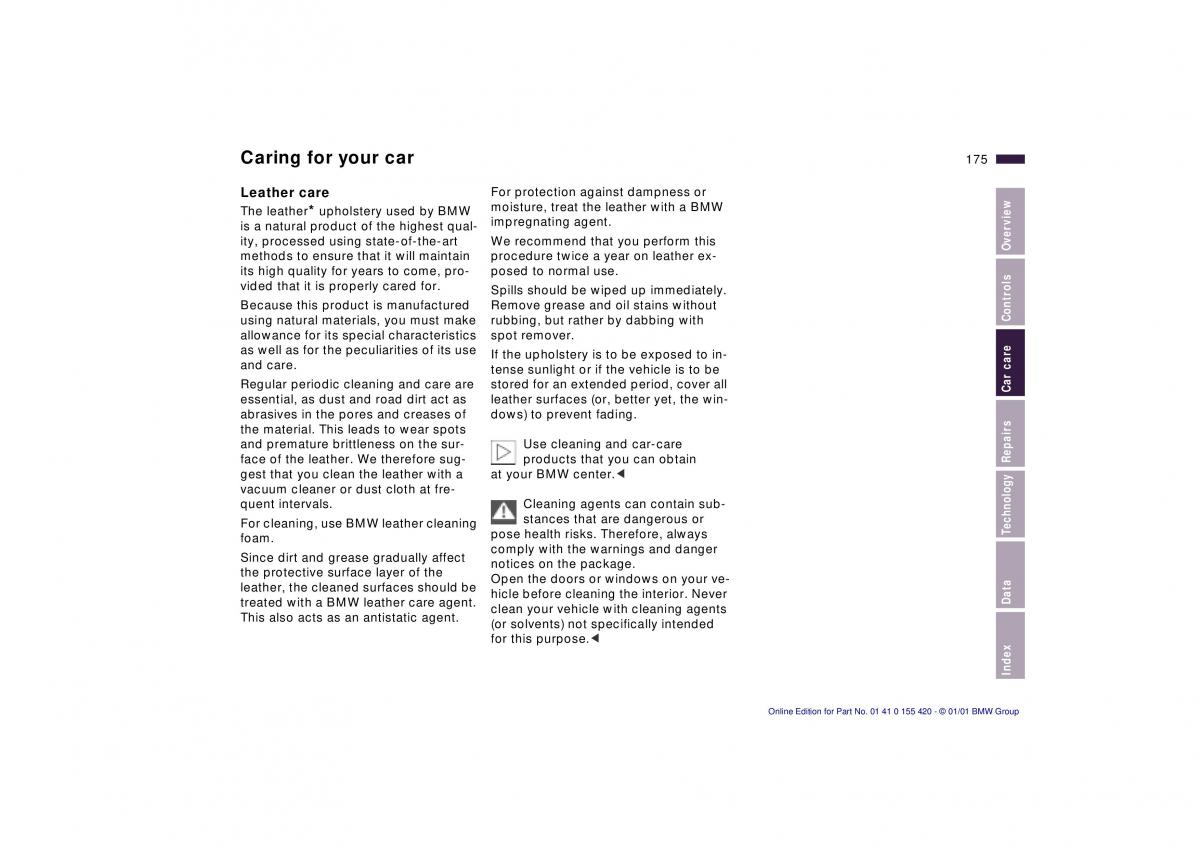 BMW 5 E39 owners manual / page 175