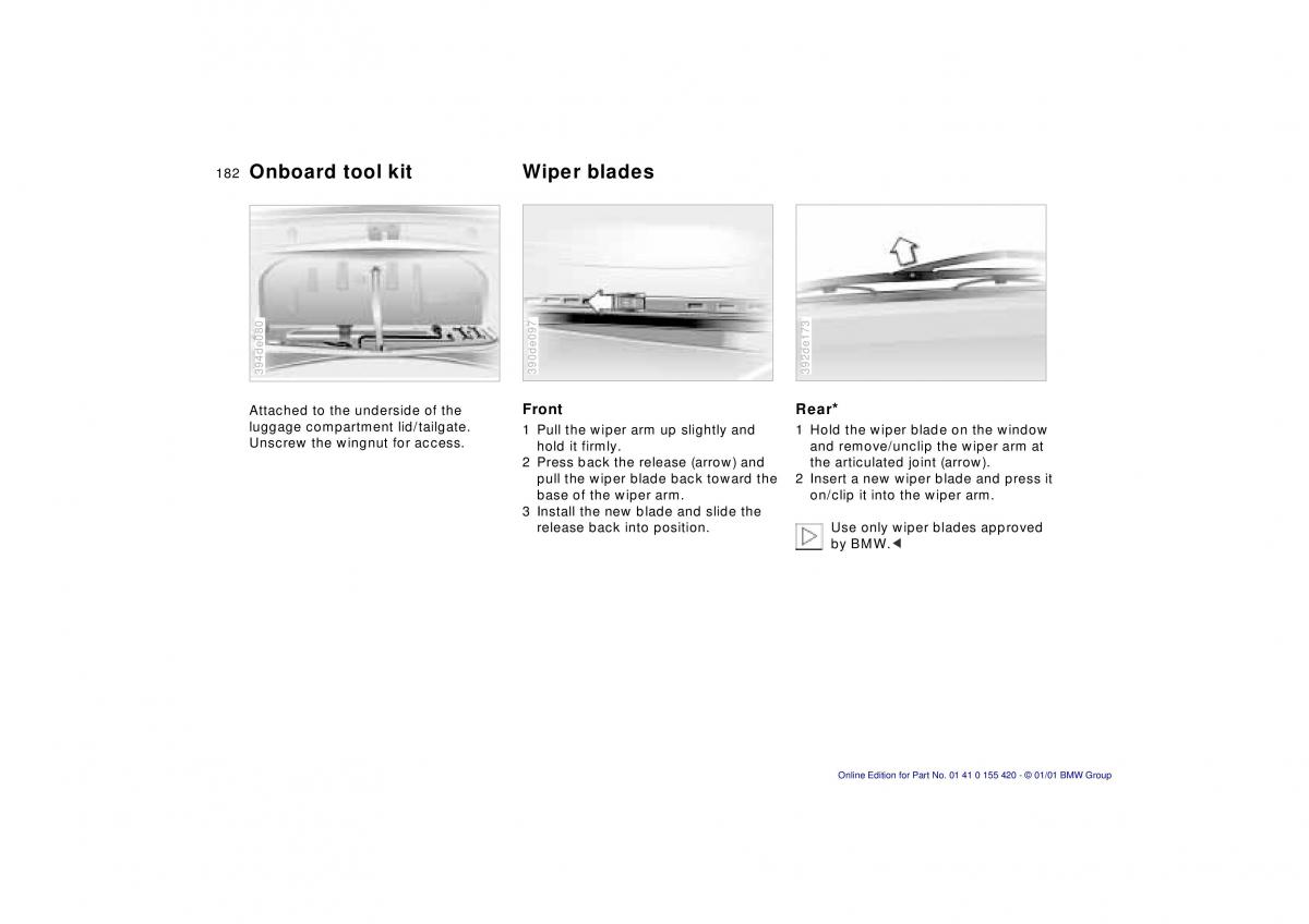 BMW 5 E39 owners manual / page 182