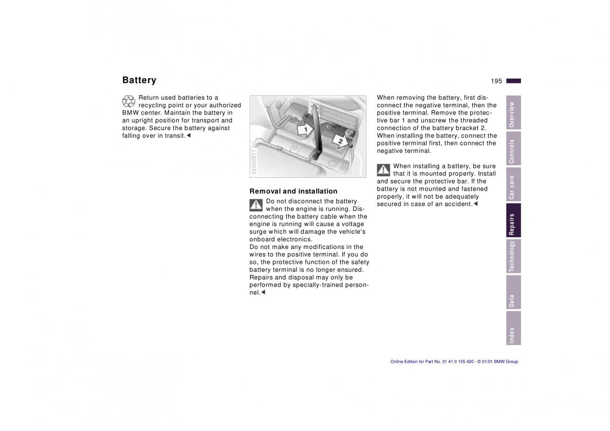 BMW 5 E39 owners manual / page 195