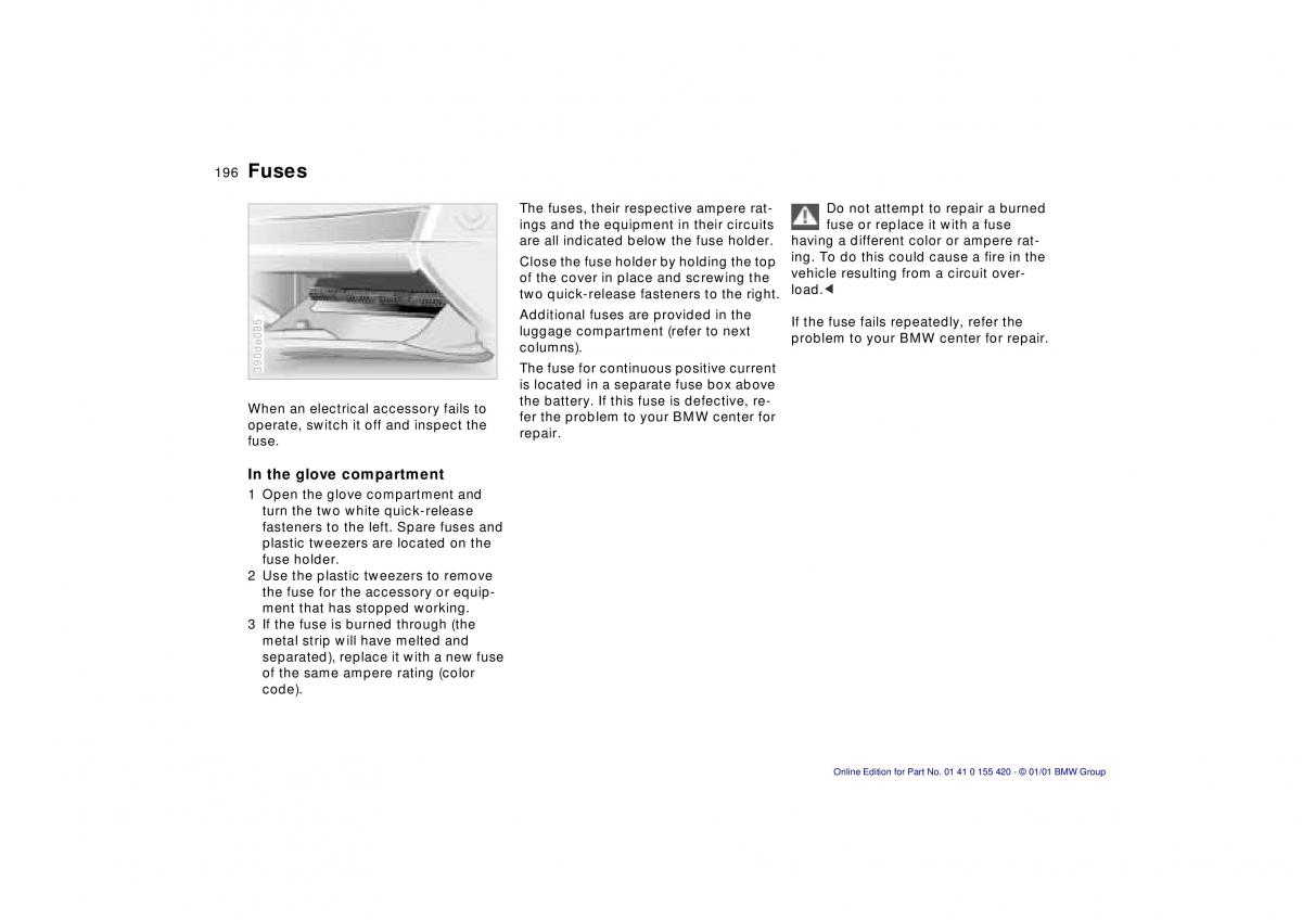 BMW 5 E39 owners manual / page 196