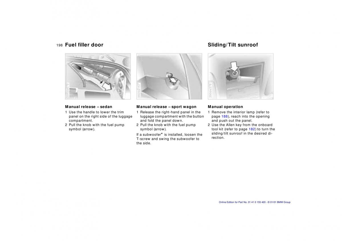 BMW 5 E39 owners manual / page 198