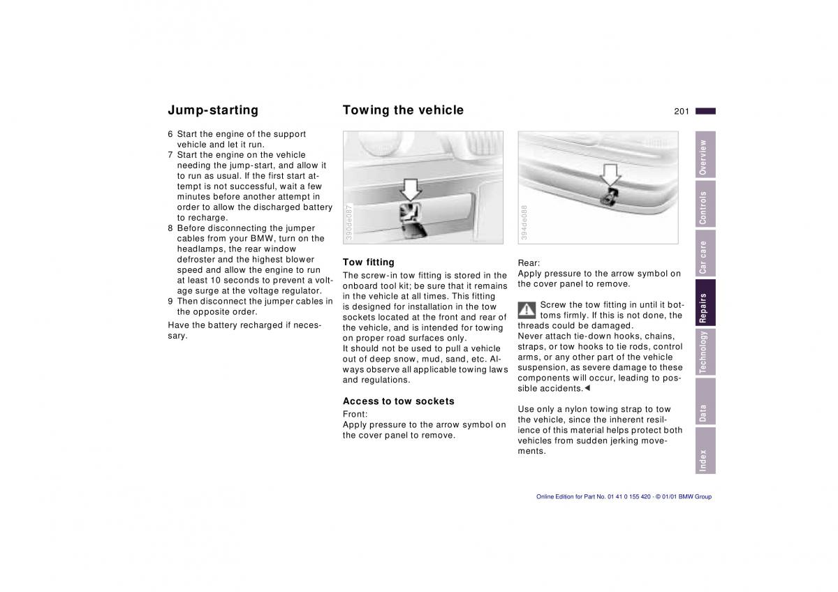 BMW 5 E39 owners manual / page 201