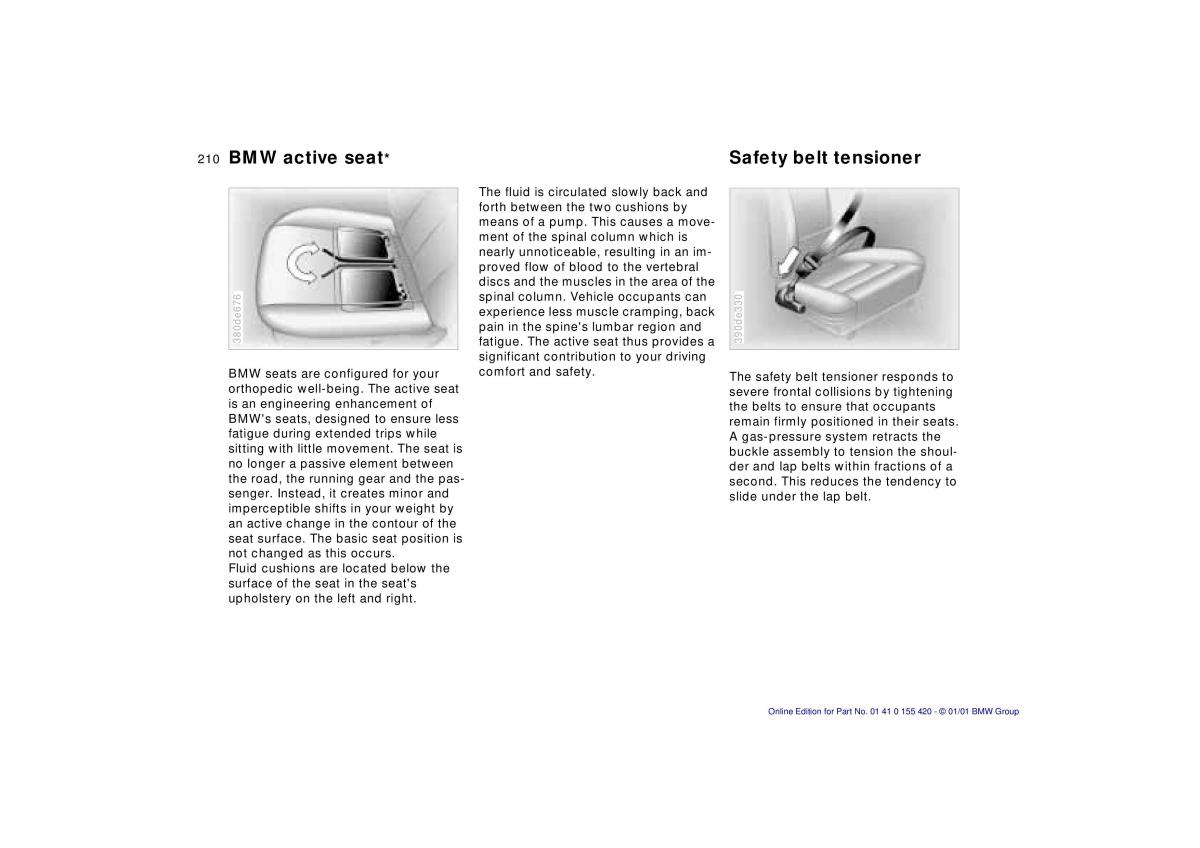 BMW 5 E39 owners manual / page 210