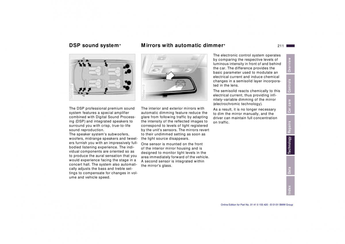 BMW 5 E39 owners manual / page 211