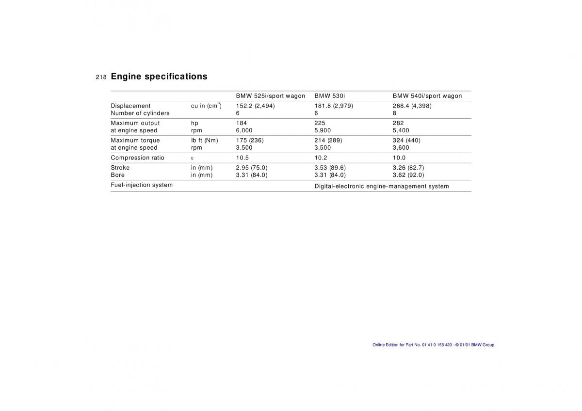 BMW 5 E39 owners manual / page 218