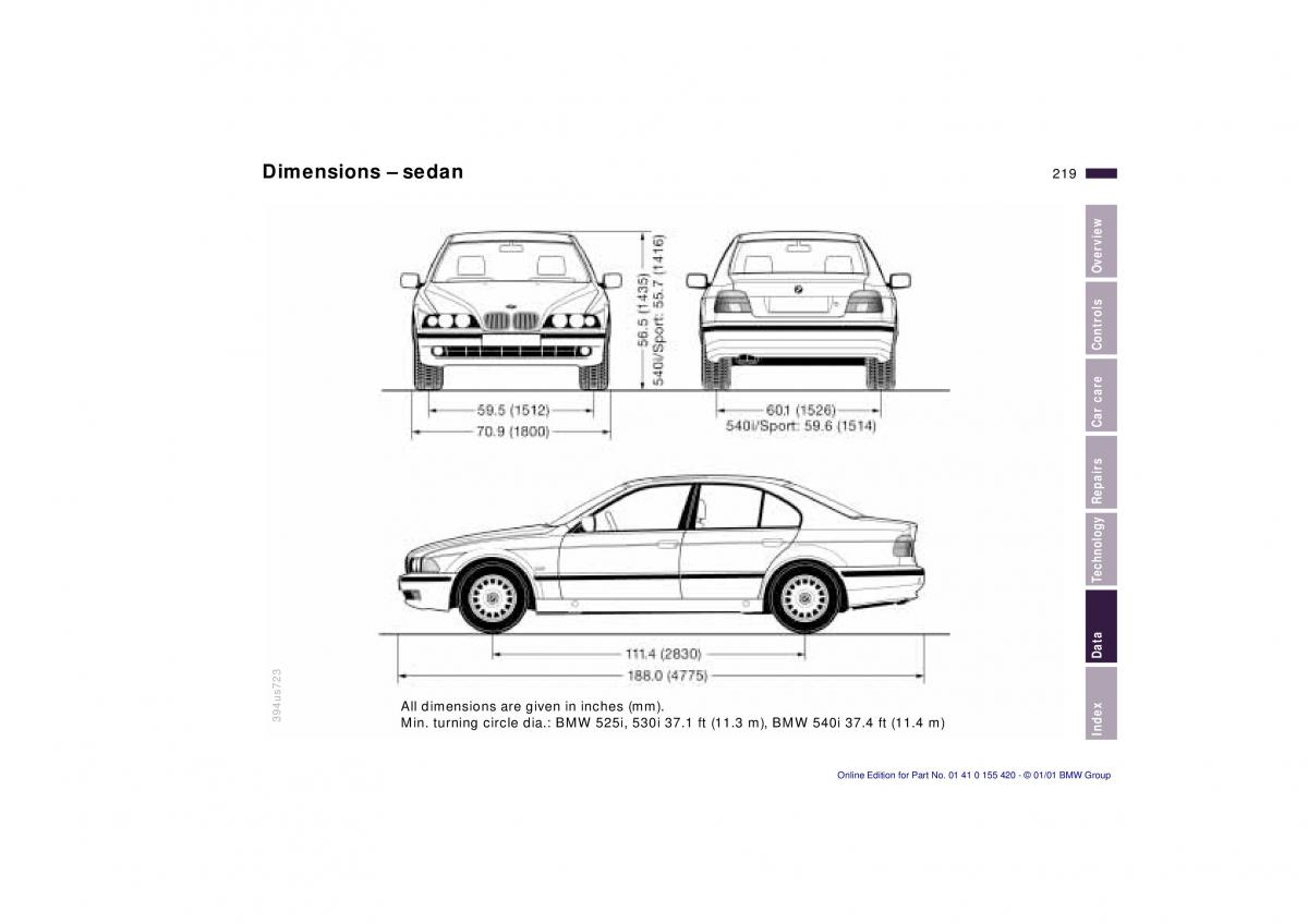 BMW 5 E39 owners manual / page 219