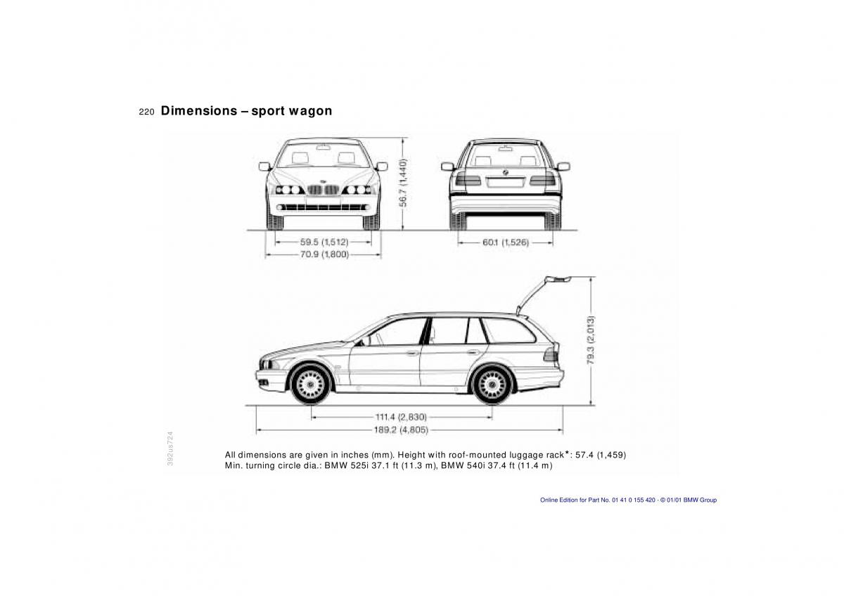 BMW 5 E39 owners manual / page 220