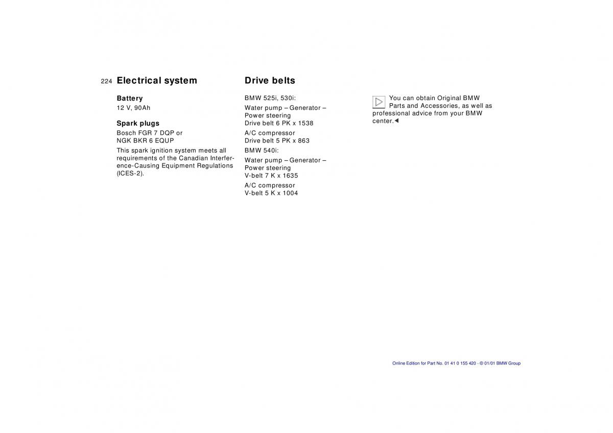 BMW 5 E39 owners manual / page 224