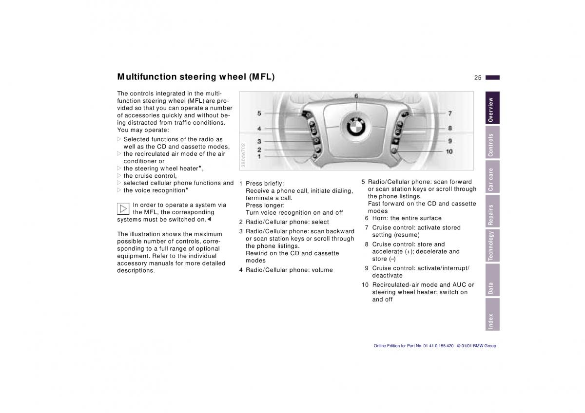 BMW 5 E39 owners manual / page 25