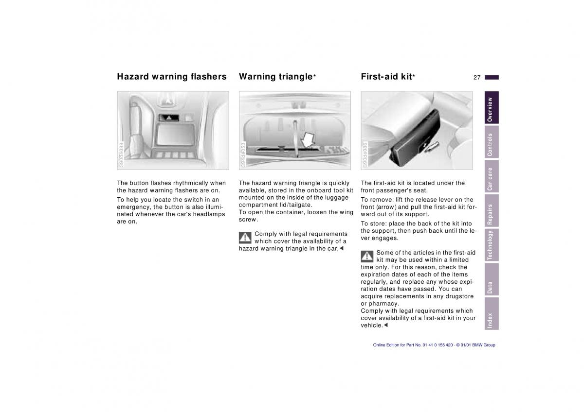 BMW 5 E39 owners manual / page 27