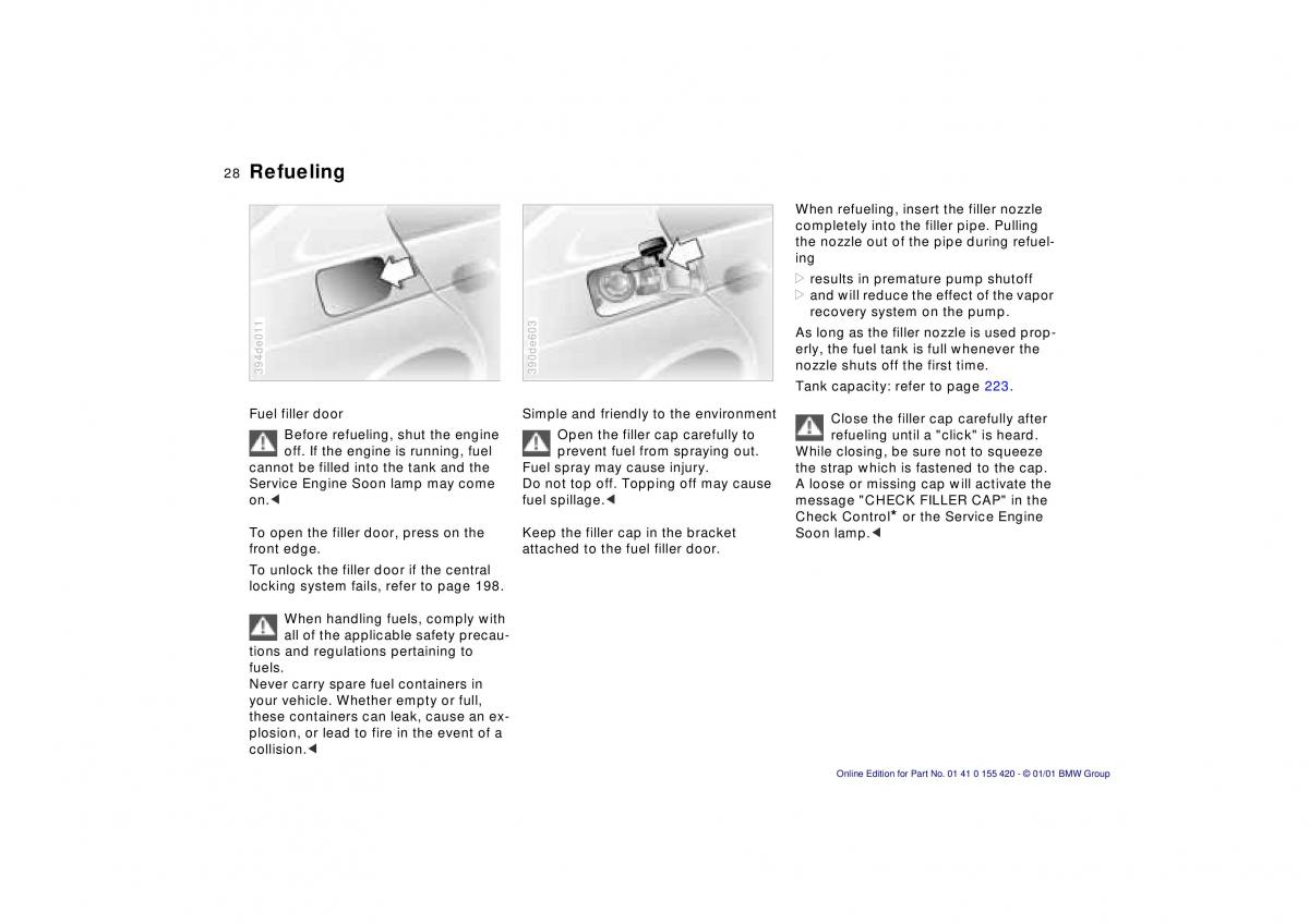 BMW 5 E39 owners manual / page 28