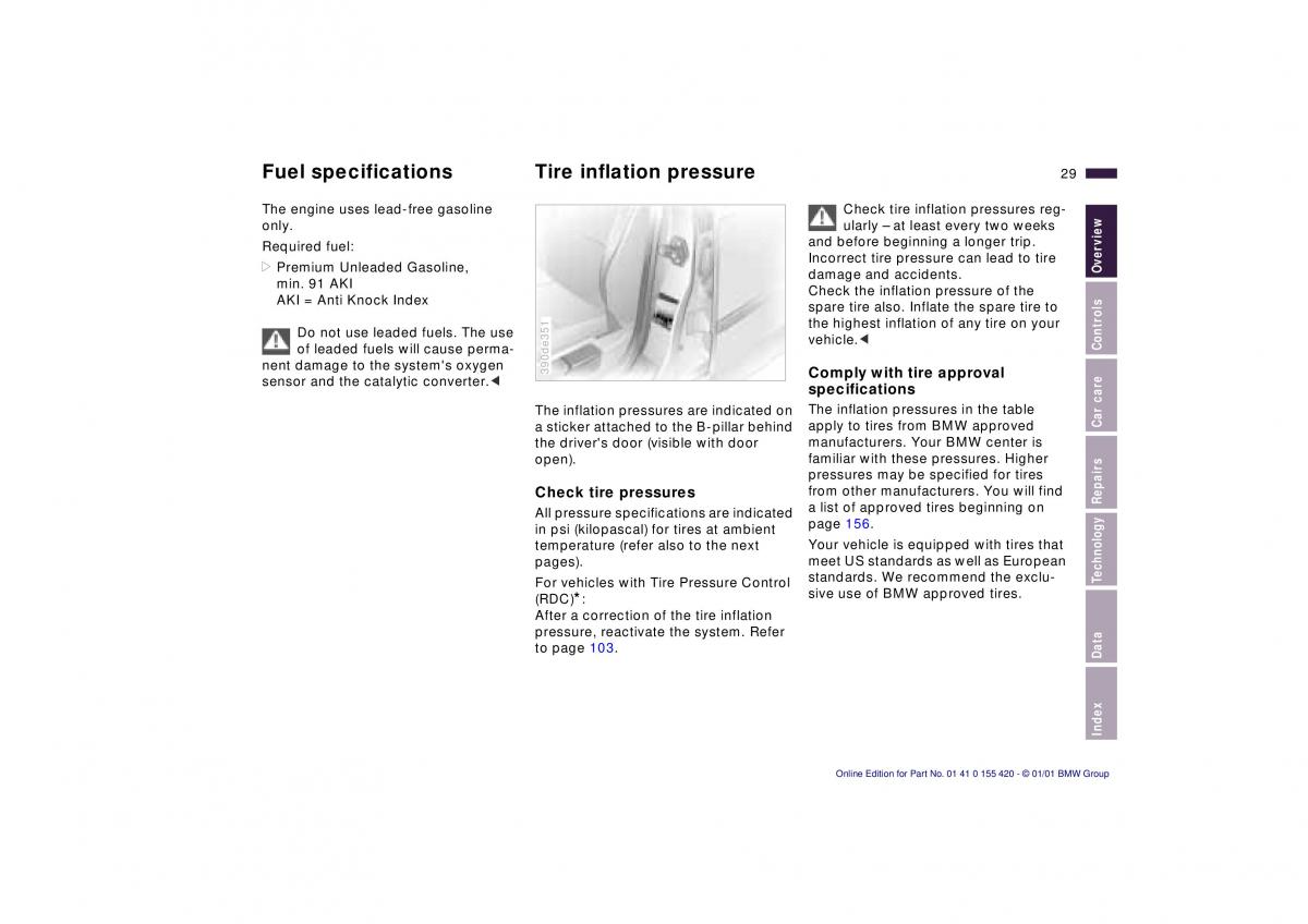 BMW 5 E39 owners manual / page 29