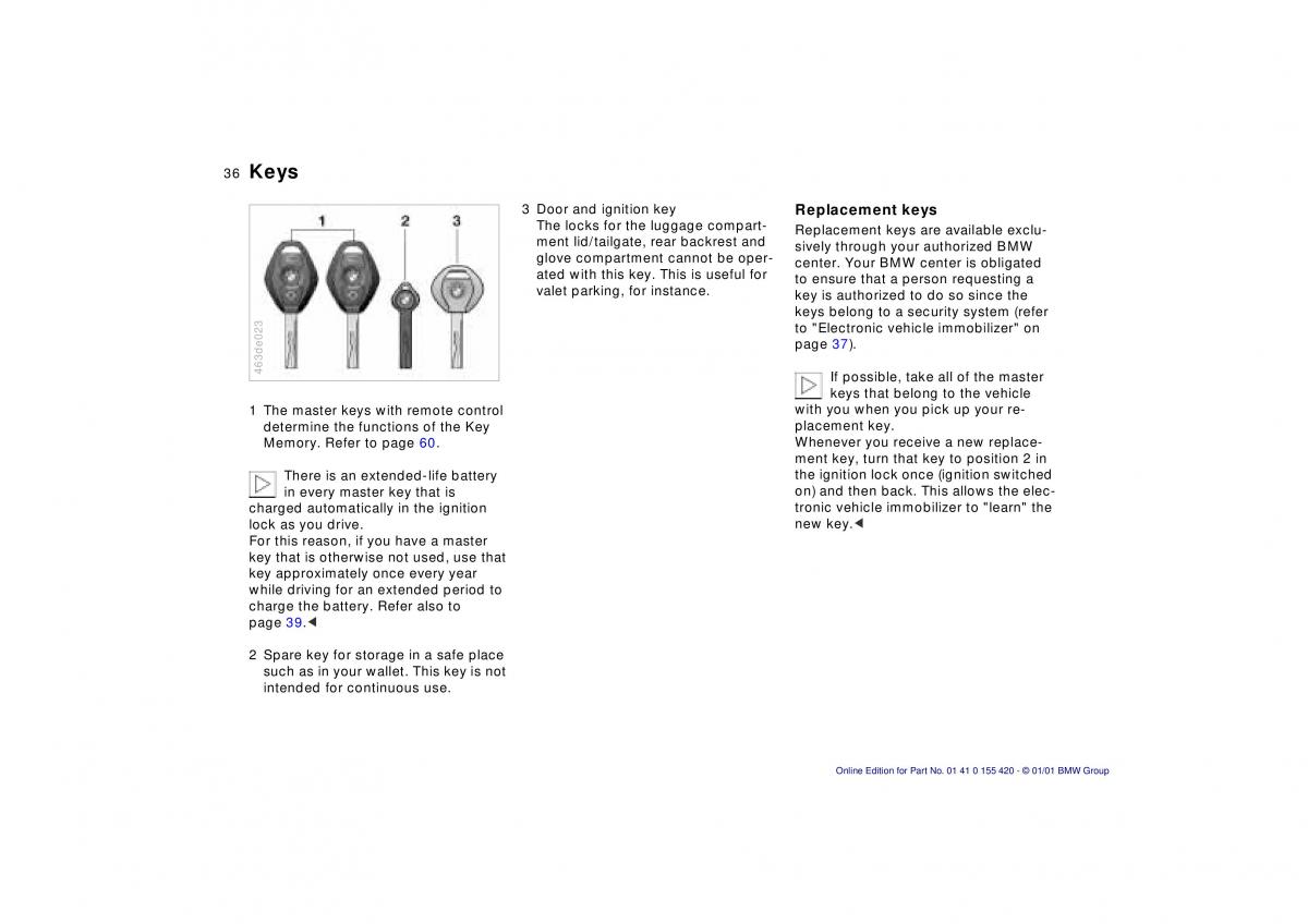 BMW 5 E39 owners manual / page 36