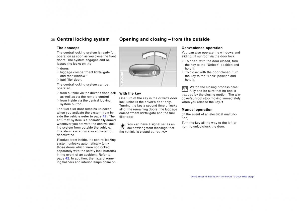 BMW 5 E39 owners manual / page 38