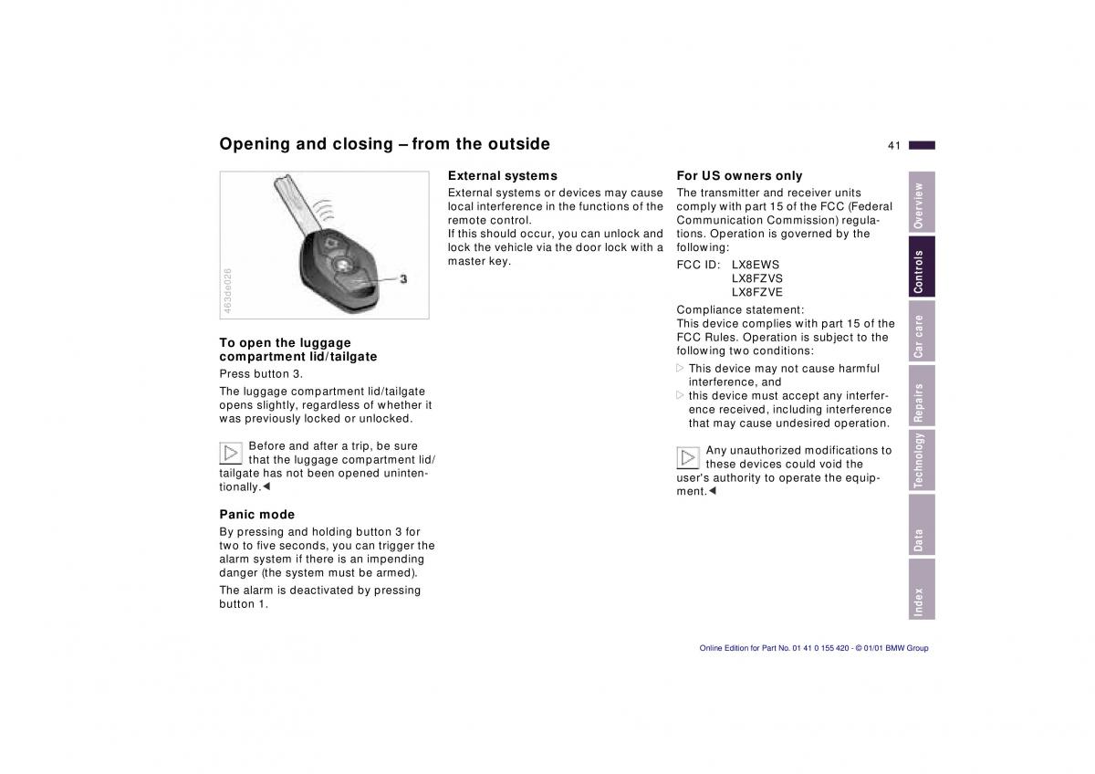 BMW 5 E39 owners manual / page 41