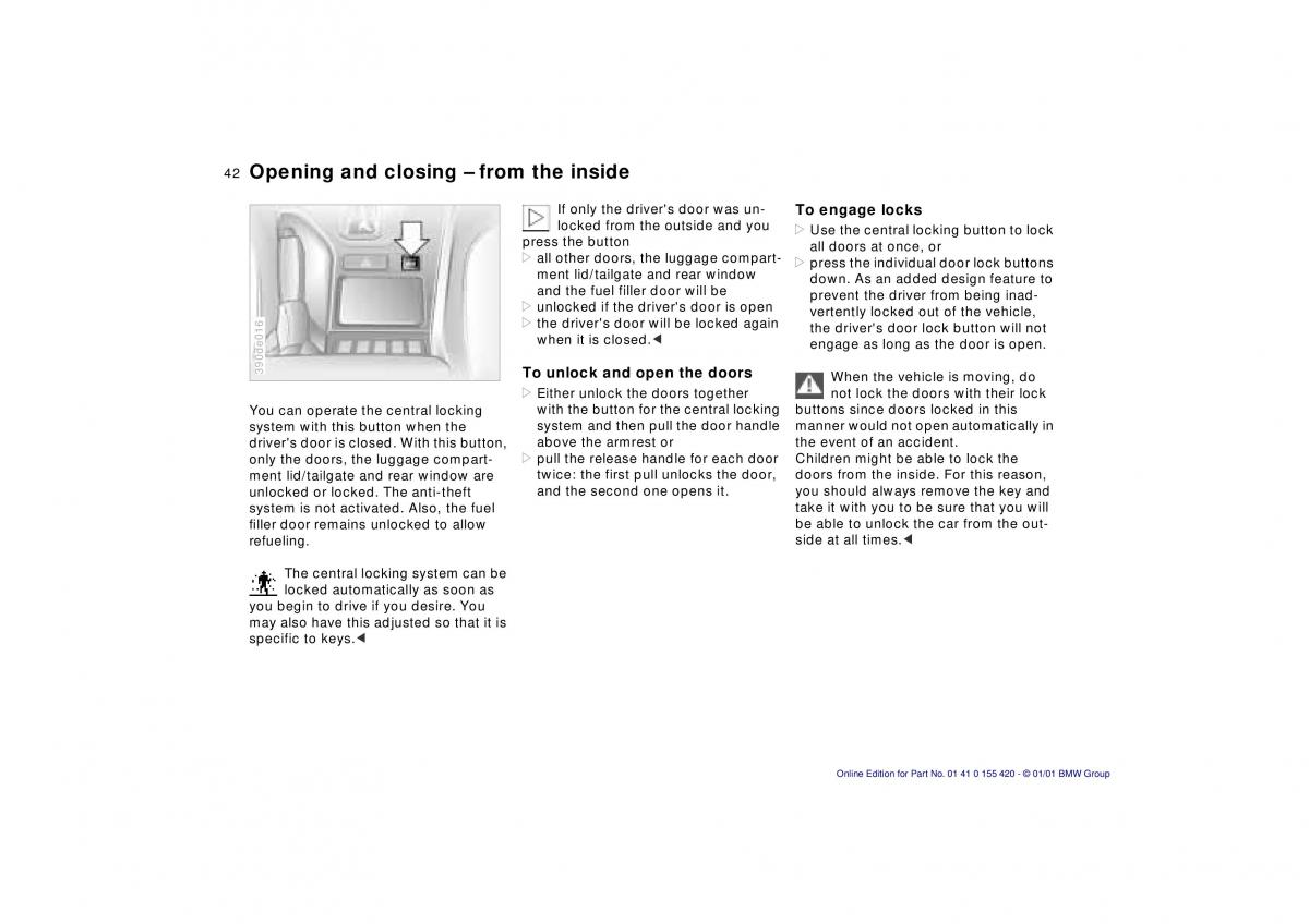 BMW 5 E39 owners manual / page 42