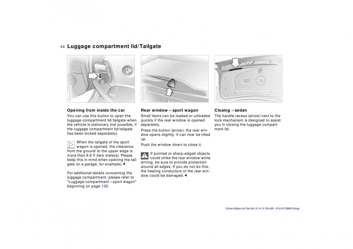 BMW 5 E39 owners manual / page 44