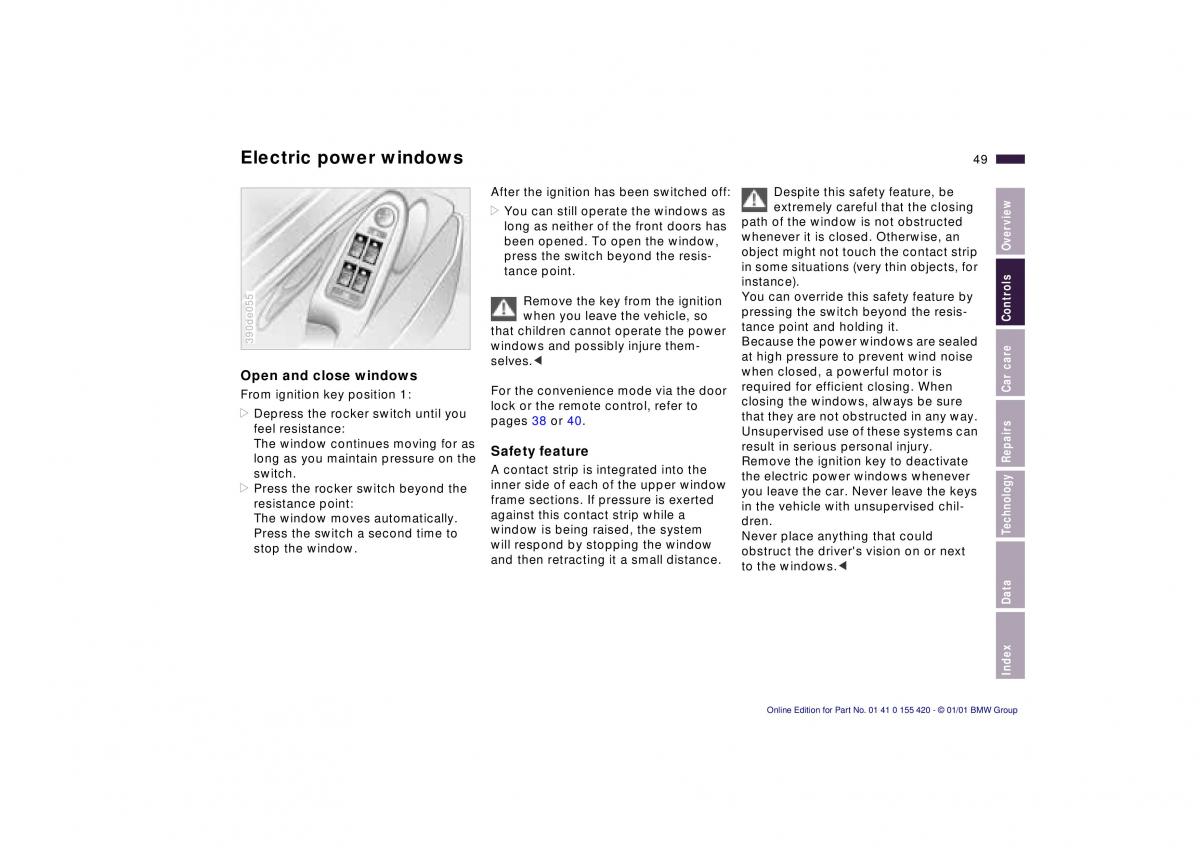 BMW 5 E39 owners manual / page 49