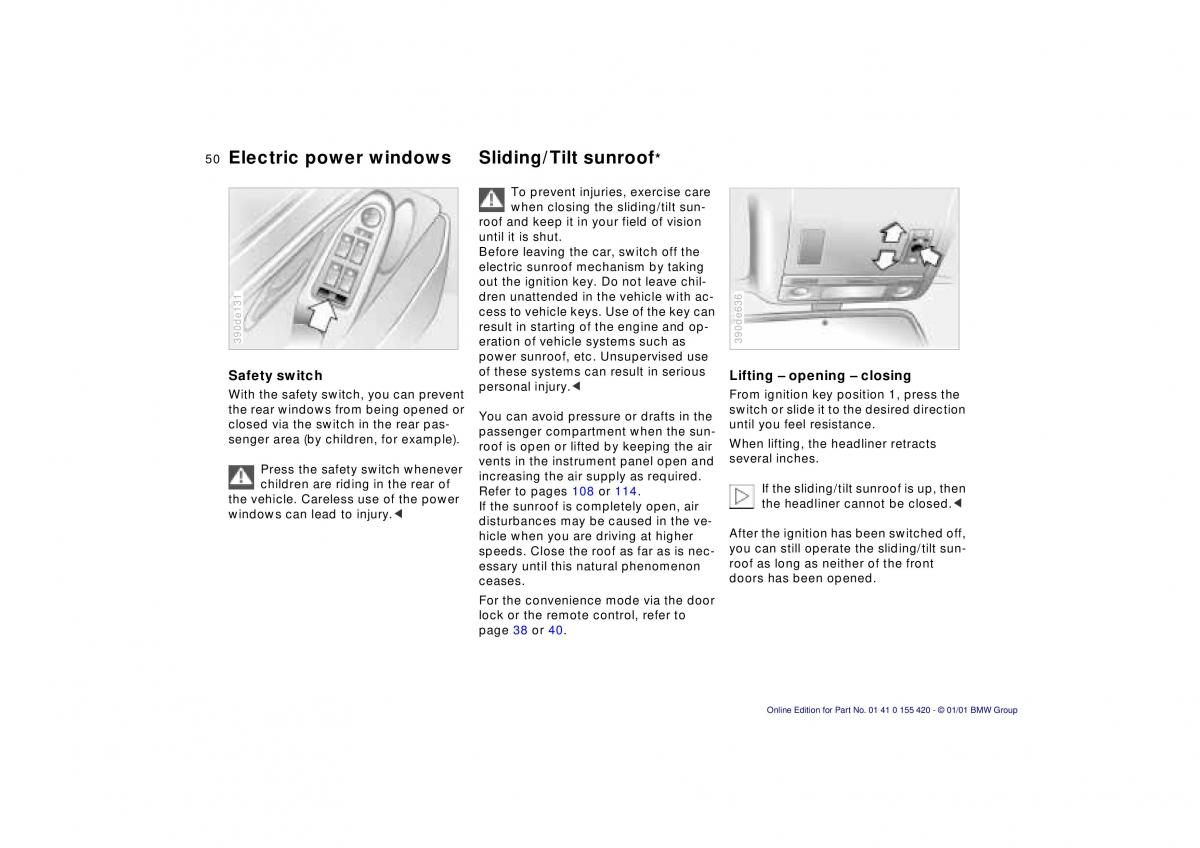 BMW 5 E39 owners manual / page 50