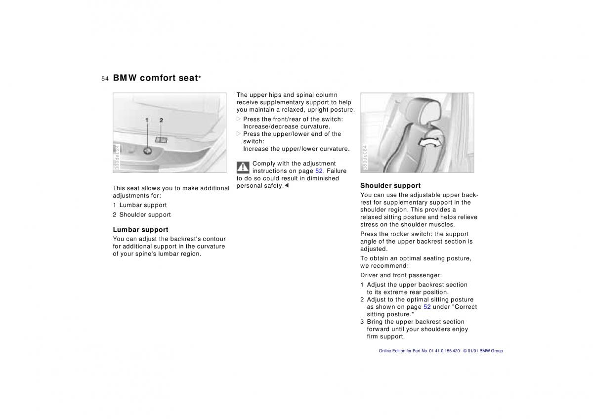 BMW 5 E39 owners manual / page 54