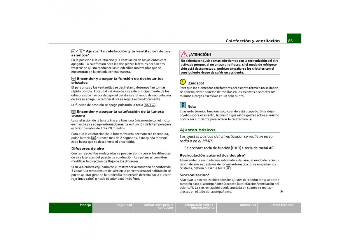 Audi Q5 manual del propietario / page 87