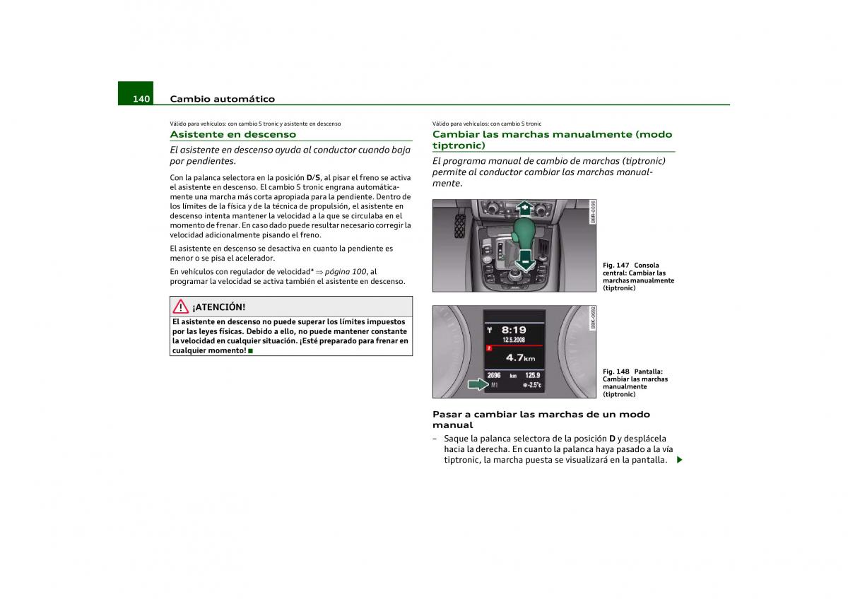 Audi Q5 manual del propietario / page 142