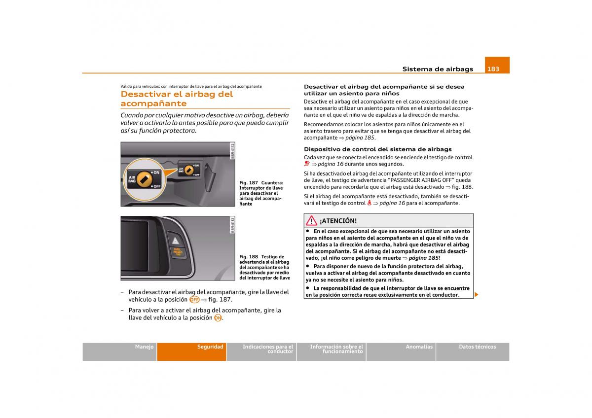 Audi Q5 manual del propietario / page 185