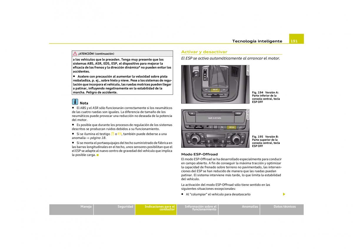 Audi Q5 manual del propietario / page 193