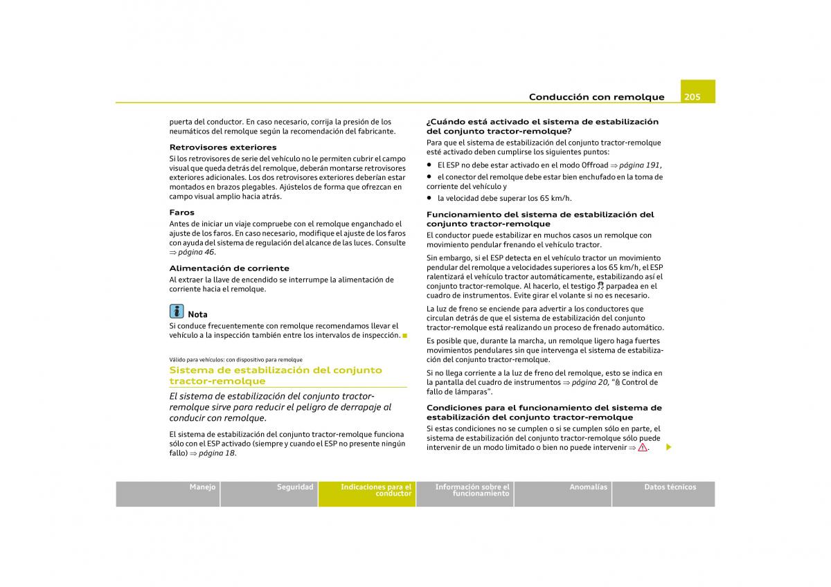 Audi Q5 manual del propietario / page 207