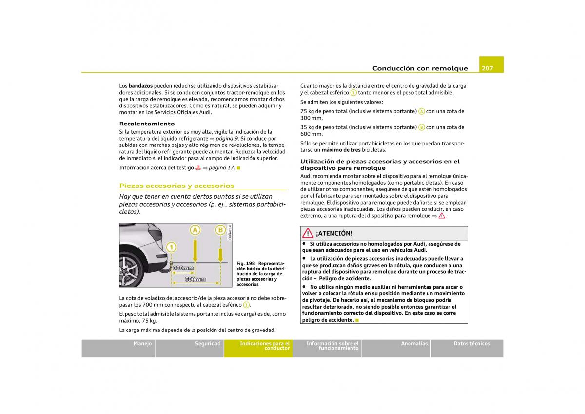 Audi Q5 manual del propietario / page 209