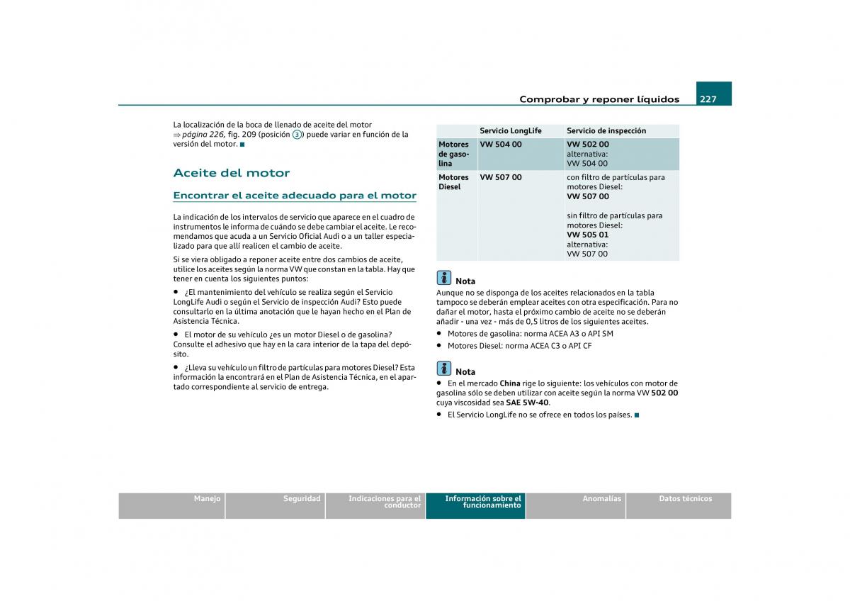 Audi Q5 manual del propietario / page 229