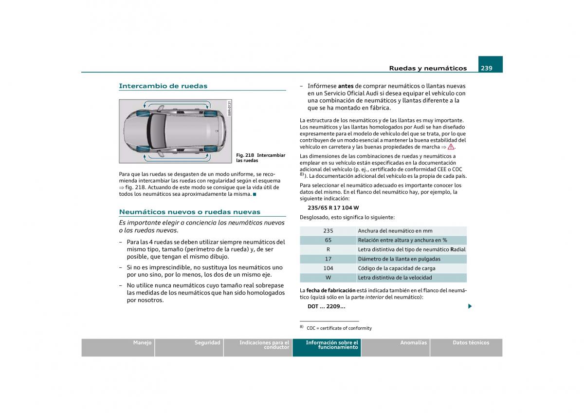 Audi Q5 manual del propietario / page 241